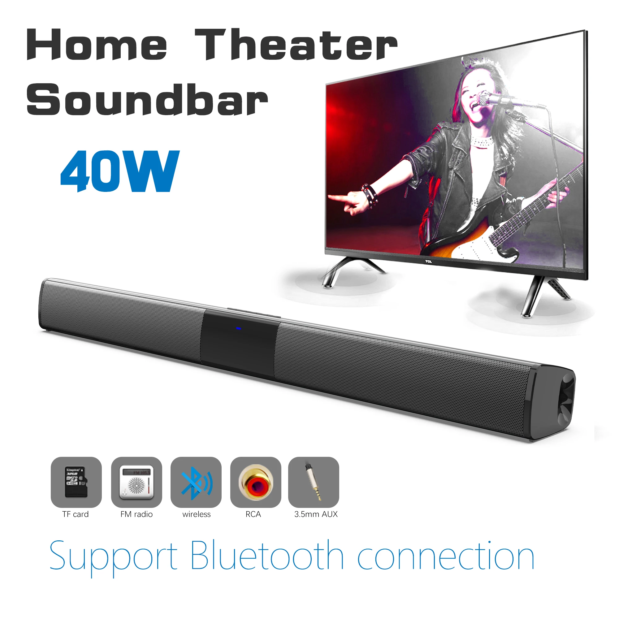 Home Cinema Audio System - 40W High Power Soundbar for TV