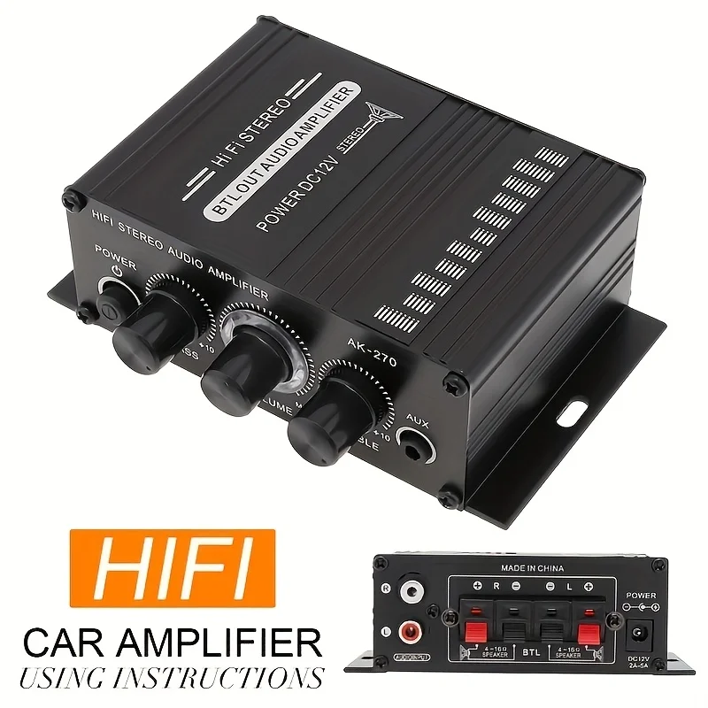 Home Cinema Audio System - AK-270 400W Mini Power Amplifier 12V/24V