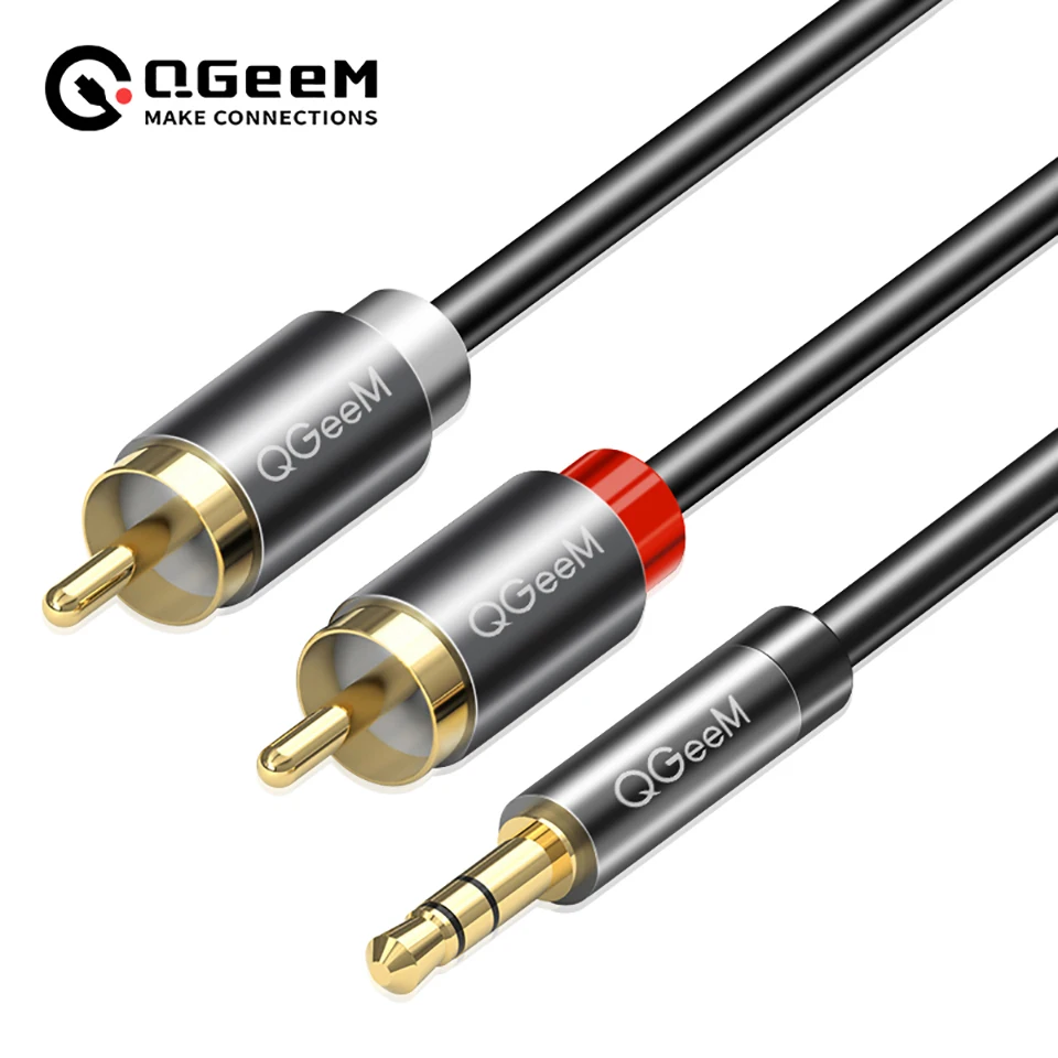 QGeeM RCA Cable 2RCA to 3.5 Au - Home Cinema Beamer ulasan dan harga