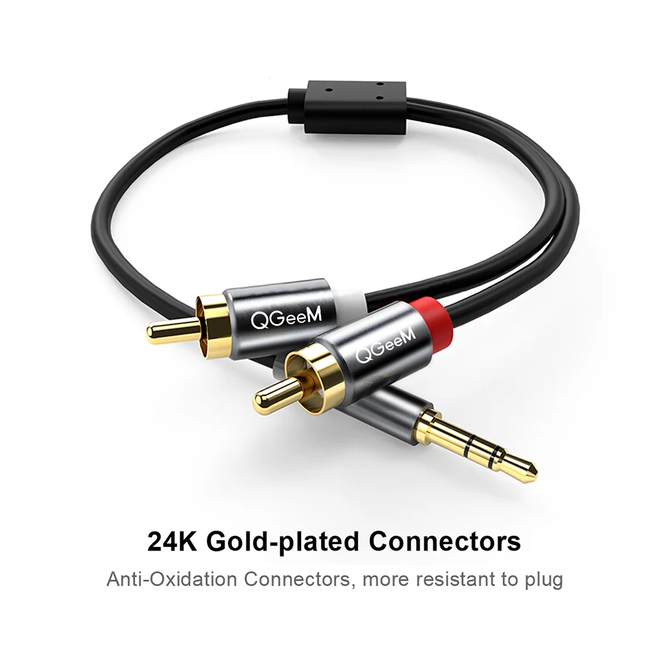QGeeM RCA Cable 2RCA to 3.5 Au - Home Cinema Beamer ulasan dan harga