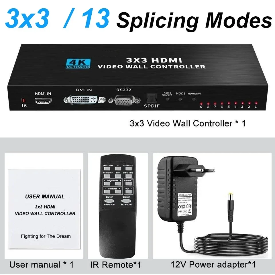 4K 3x3 3 6 9 Screen Video Wall - Home Cinema Video Processor ulasan dan harga