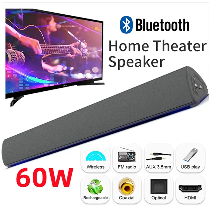 60W Wireless TV PC Soundbar Bl - Home Cinema Audio System ulasan dan harga