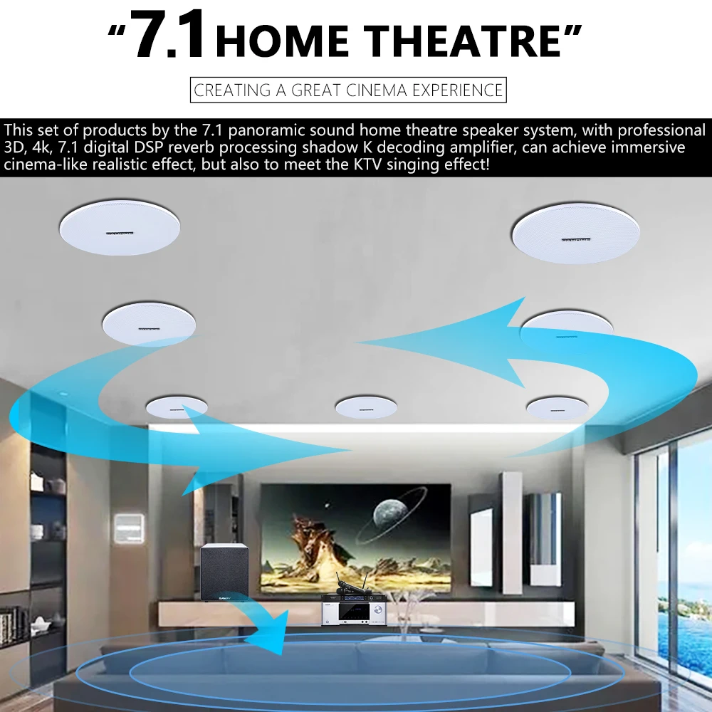7.1 Home Theater Ceiling Speak - Home Cinema Audio System ulasan dan harga