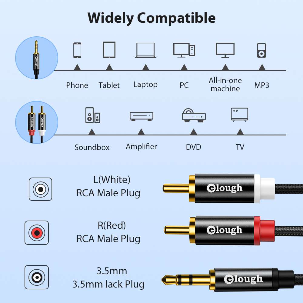 Elough RCA Cable AUX RCA Speak - Home Cinema Beamer ulasan dan harga