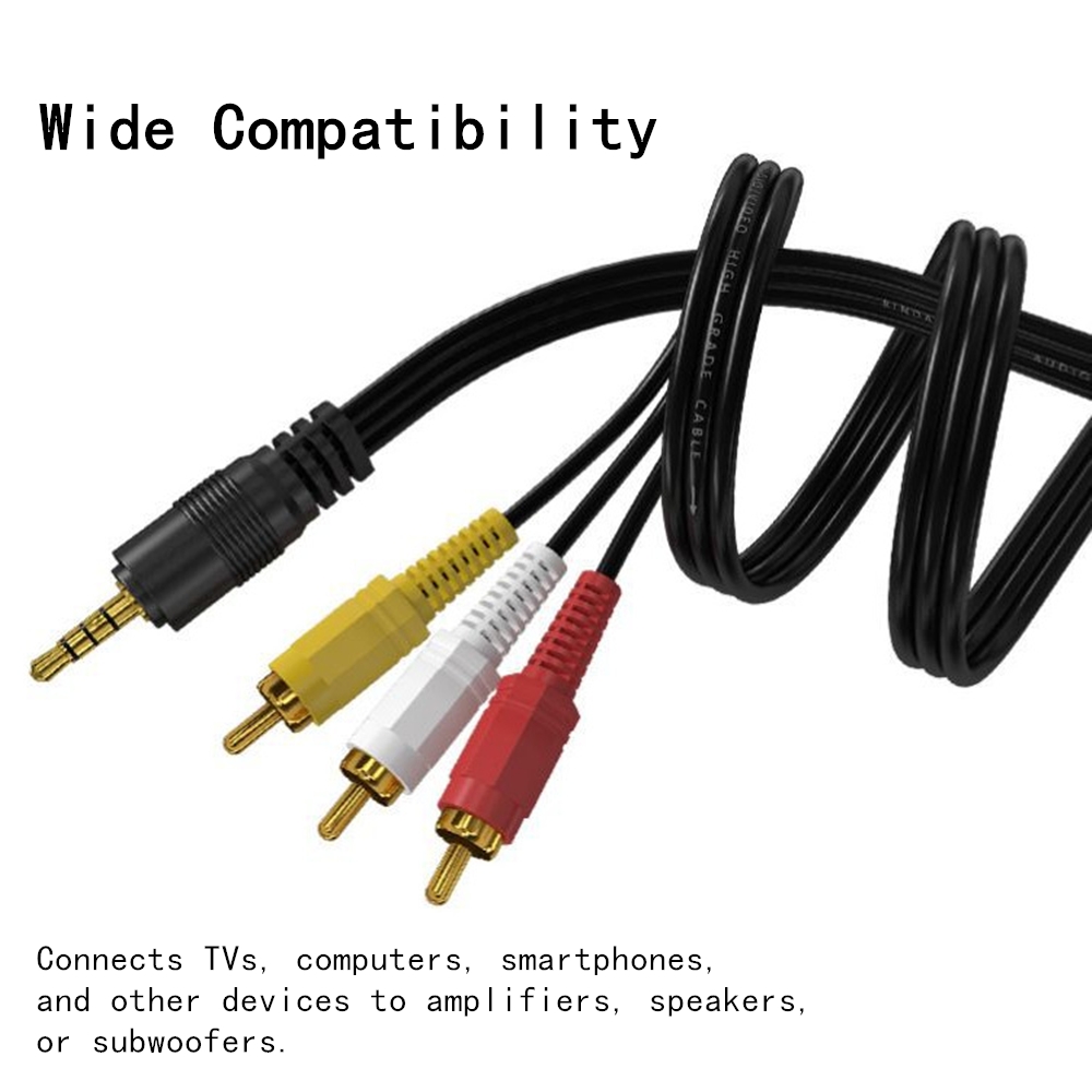 3.5mm to 3 RCA Audio Video Cab - Home Cinema Beamer ulasan dan harga