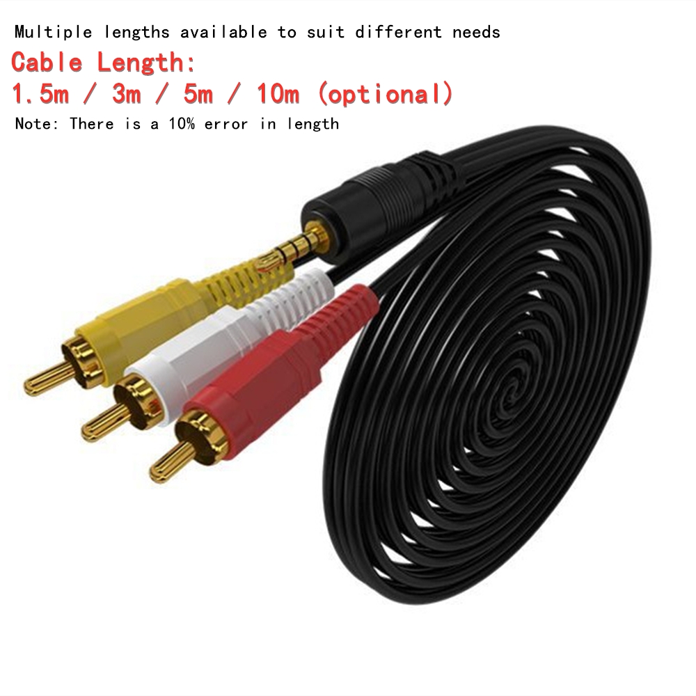 3.5mm to 3 RCA Audio Video Cab - Home Cinema Beamer ulasan dan harga