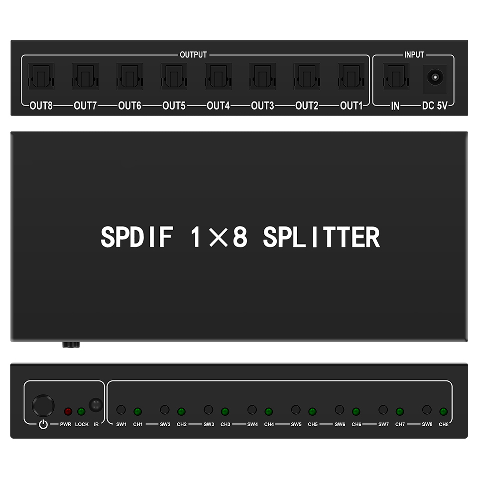 Optical Audio Splitter,1 in 8  - Home Cinema Beamer ulasan dan harga