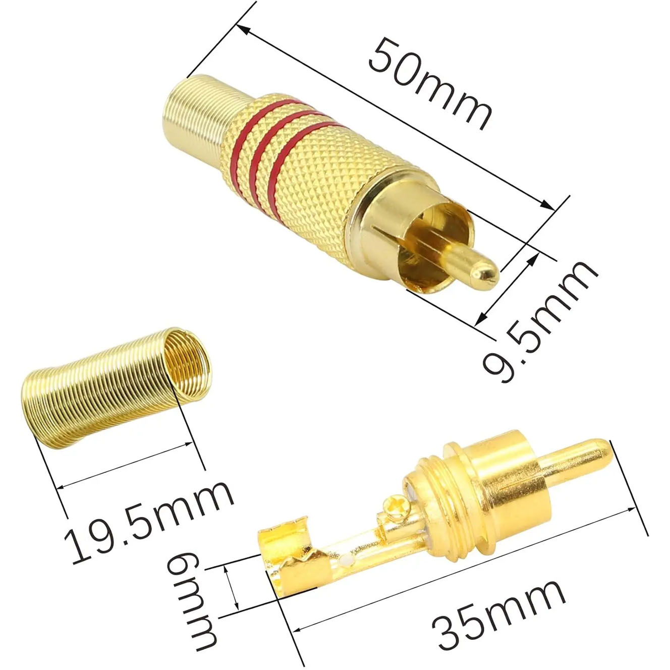 4PCS RCA Plug Gold Plated Sold - Home Cinema Audio System ulasan dan harga