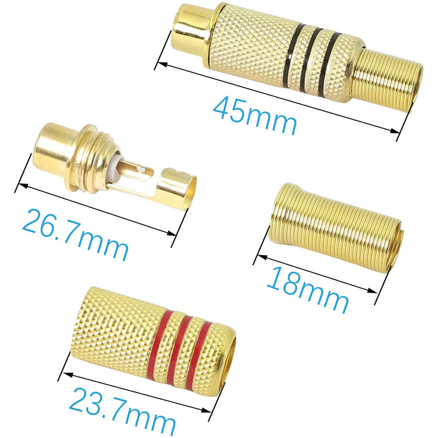 4PCS RCA Plug Gold Plated Sold - Home Cinema Audio System ulasan dan harga