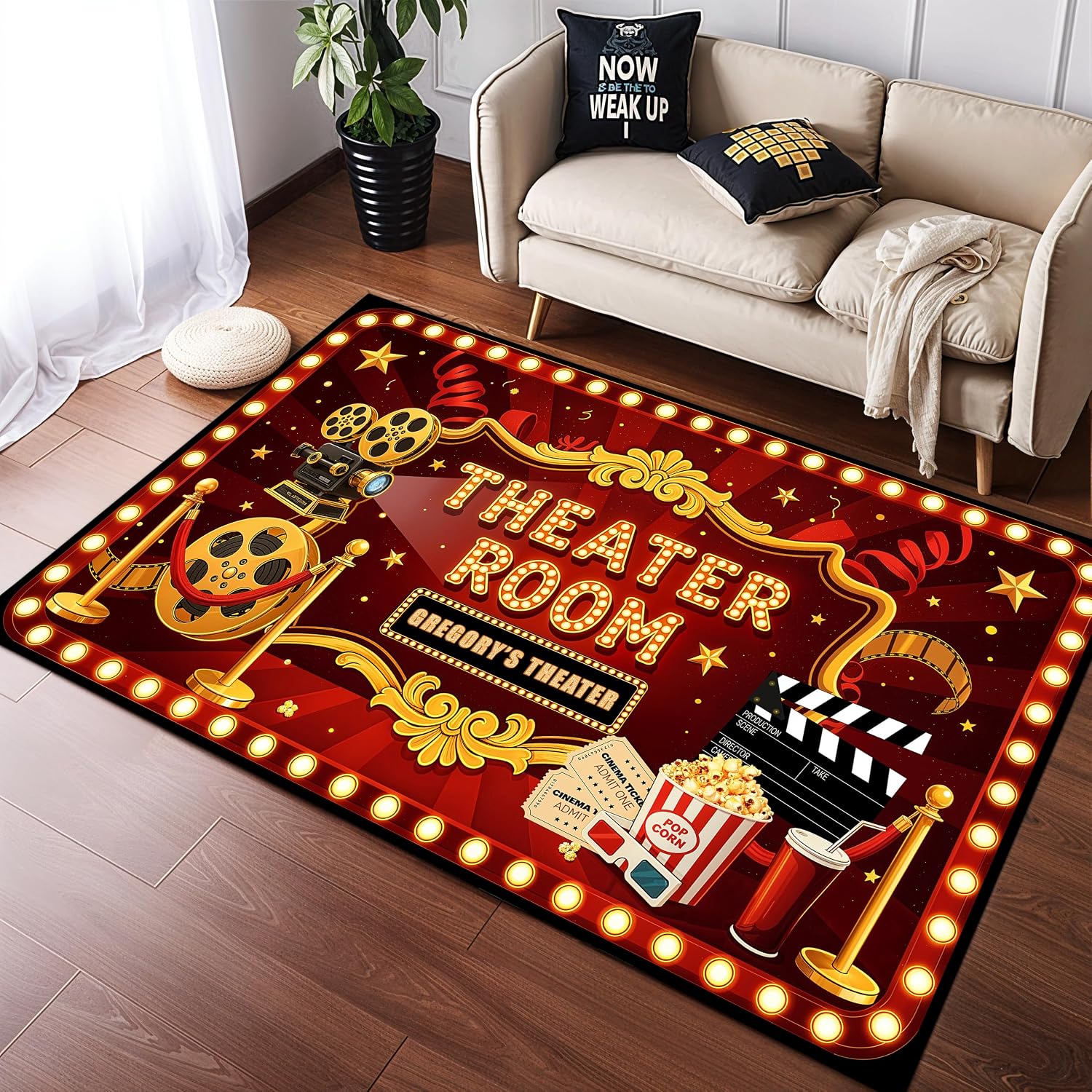 Custom Lettering Cinema Rug, S - Home Cinema Experience ulasan dan harga