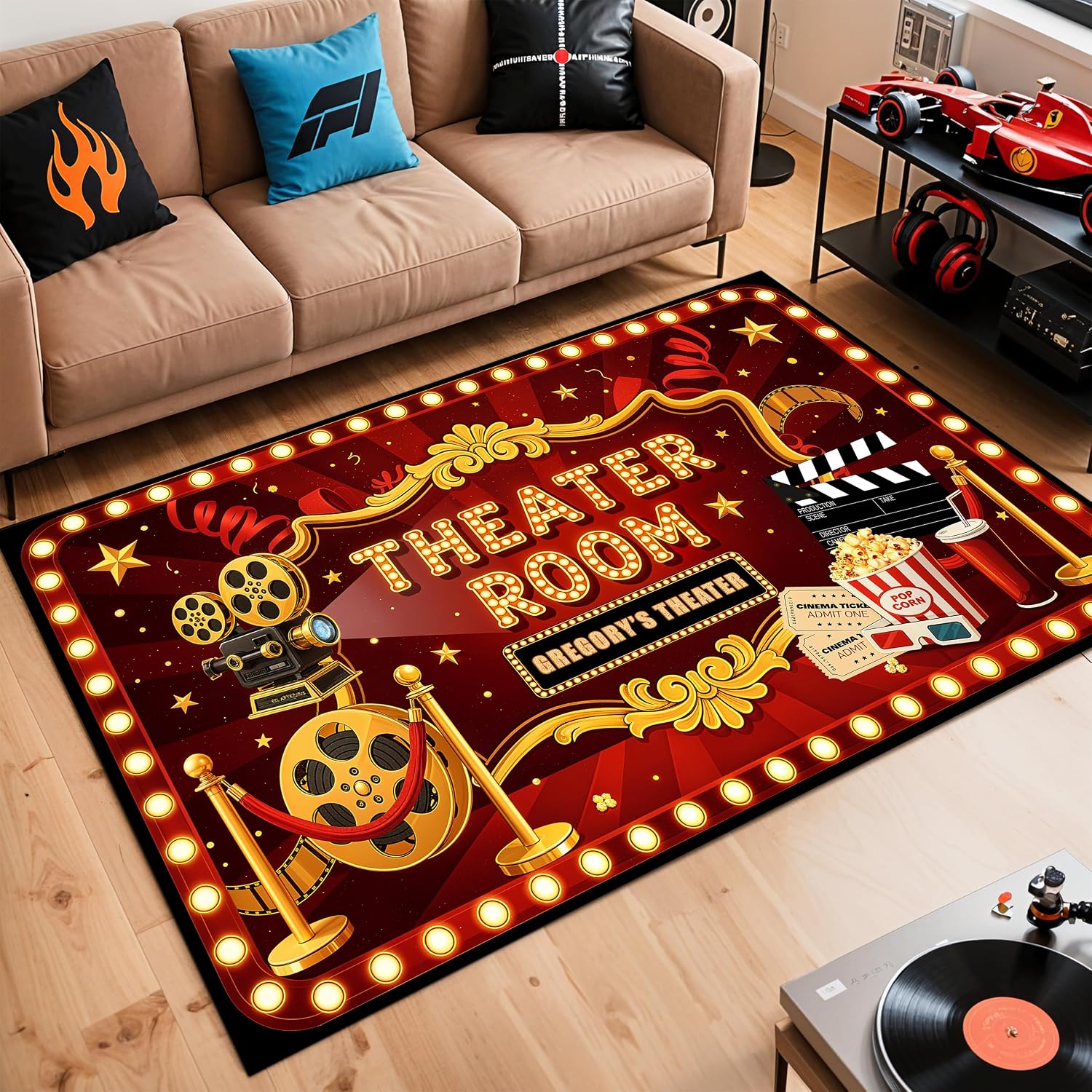 Custom Lettering Cinema Rug, S - Home Cinema Experience ulasan dan harga