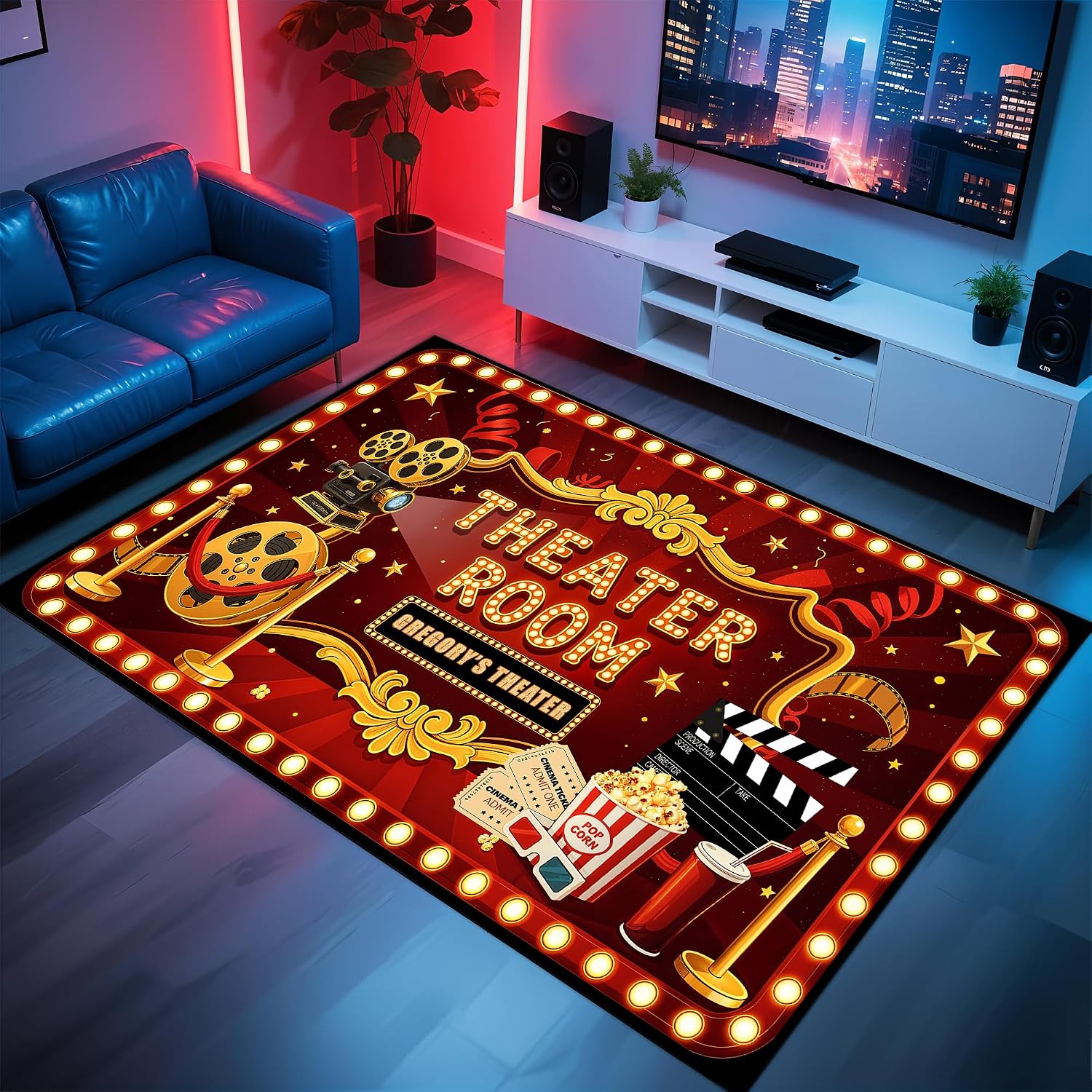 Custom Lettering Cinema Rug, S - Home Cinema Experience ulasan dan harga