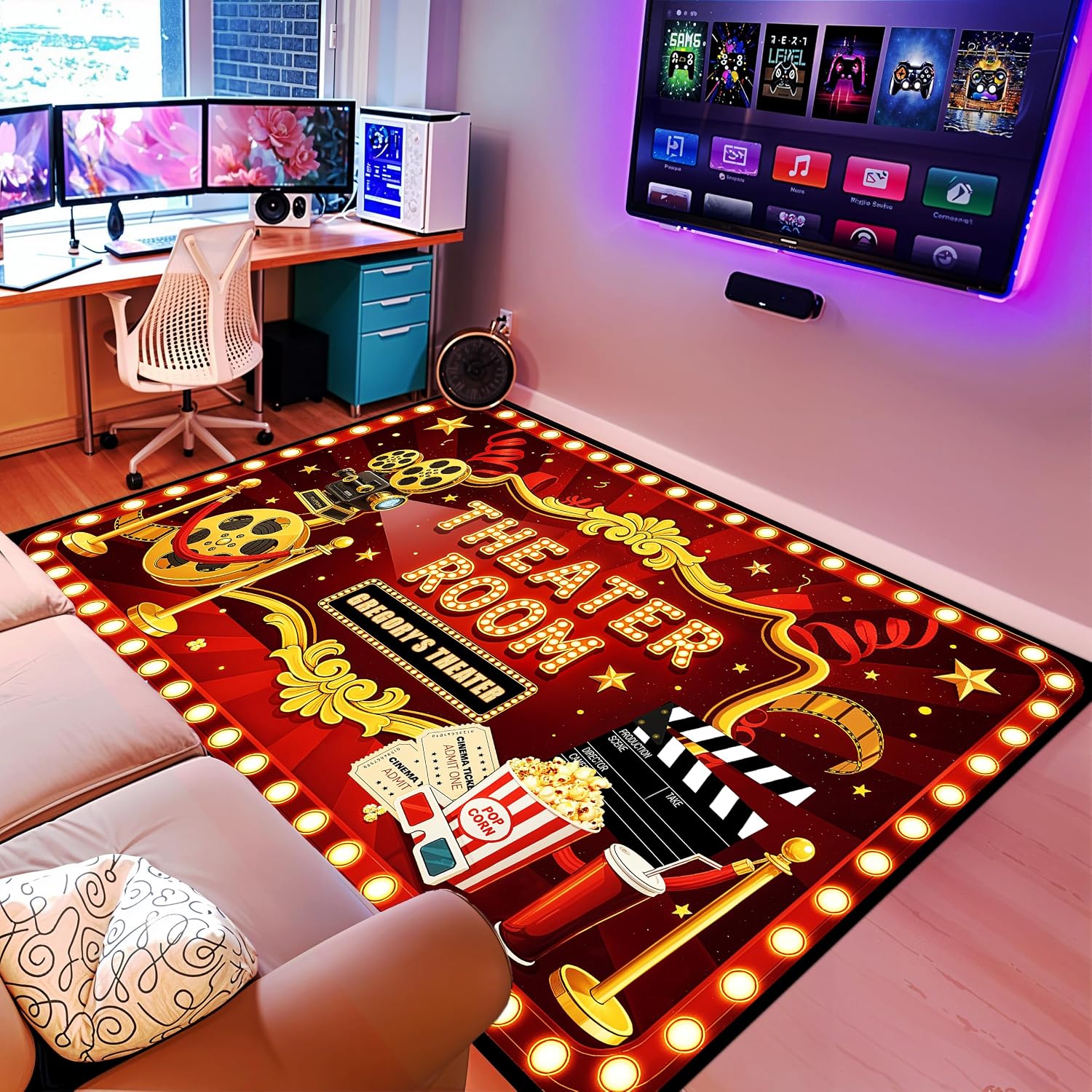 Custom Lettering Cinema Rug, S - Home Cinema Experience ulasan dan harga
