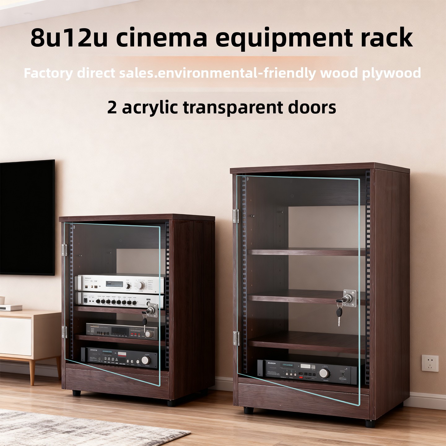 Front transparent door 8U - 16 - Home Cinema Rack ulasan dan harga